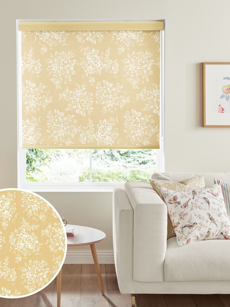 Cath Kidston Yellow Washed Rose Made To Measure Roller Blind - Image 1 of 4
