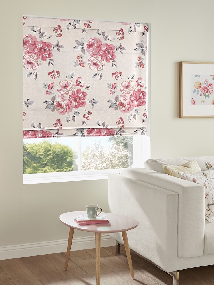 Cath Kidston Cream Brampton Bunch Raspberry Made To Measure Roman 100% Cotton Blind - Image 2 of 4