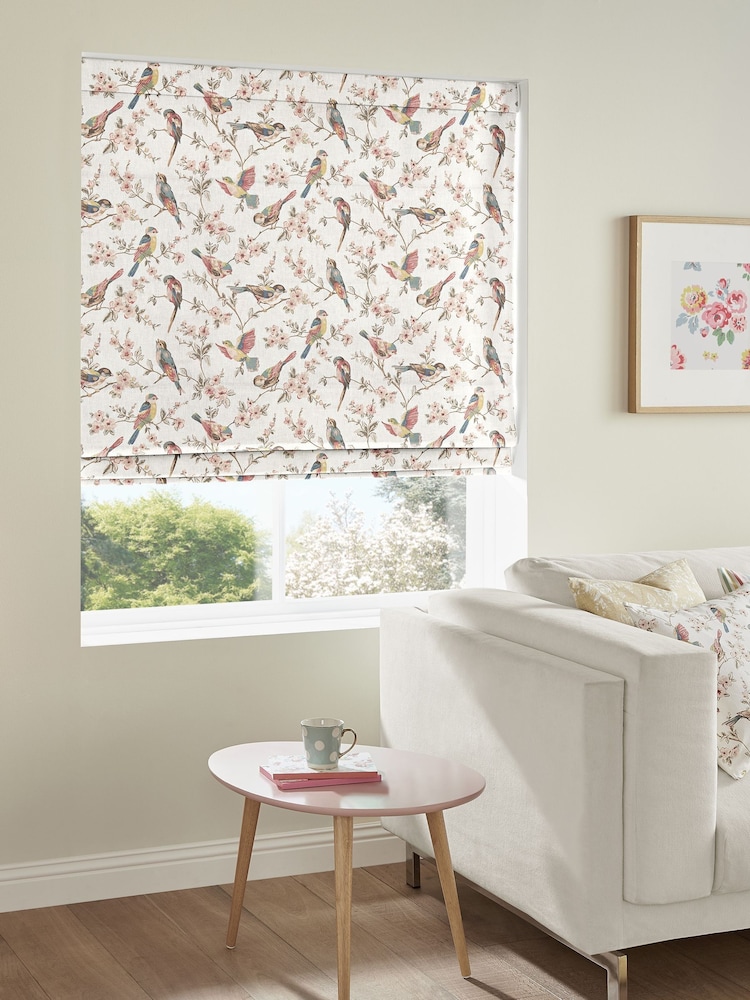 Cath Kidston Cream British Birds Pastel Made To Measure Roman 100% Cotton Blind - Image 2 of 3