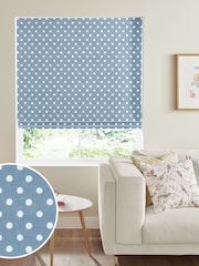 Cath Kidston Blue Button Spot Made To Measure Roman 100% Cotton Blind - Image 1 of 4