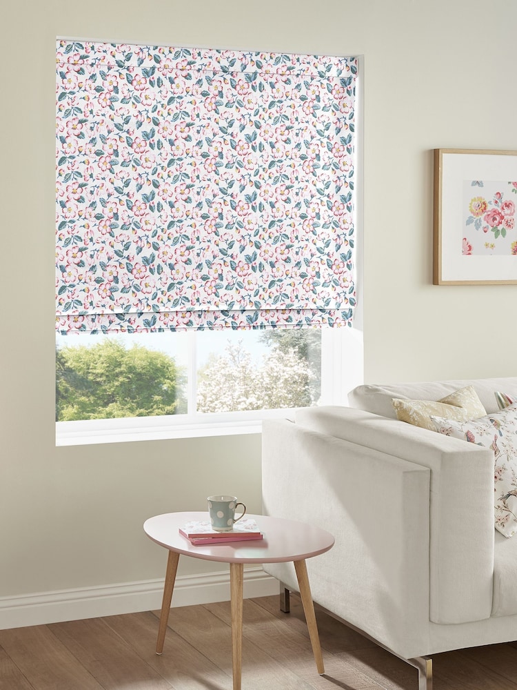 Cath Kidston Cream Climbing Blossom Blush Made To Measure Roman 100% Cotton Blind - Image 2 of 4