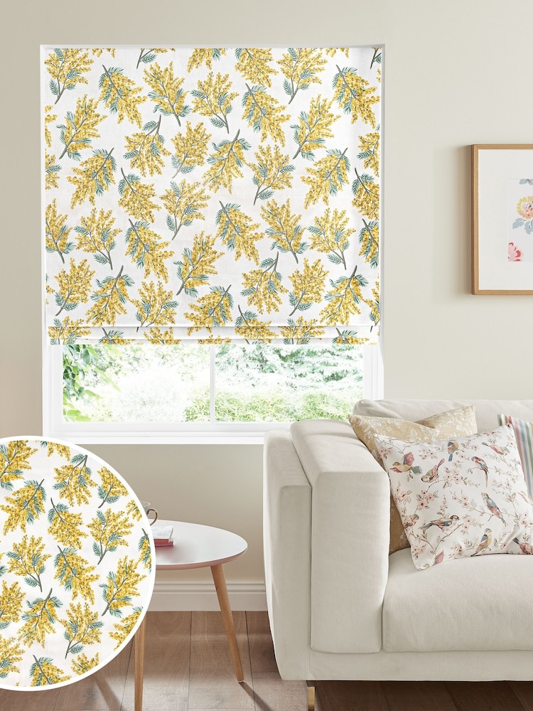 Cath Kidston Yellow Mimosa Flower Made To Measure Roman 100% Cotton Blind - Image 1 of 4
