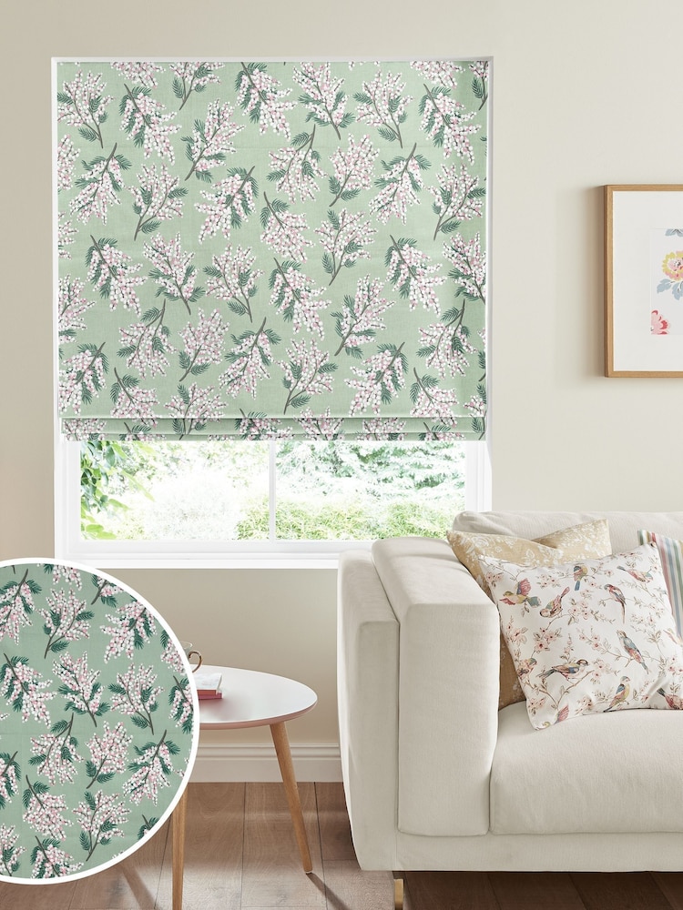 Cath Kidston Green Mimosa Flower Made To Measure Roman 100% Cotton Blind - Image 1 of 4