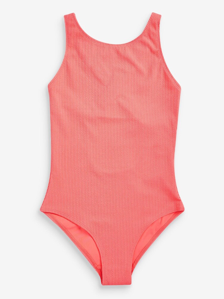 Coral Pink Crinkle High Neck Swimsuit - Image 1 of 1