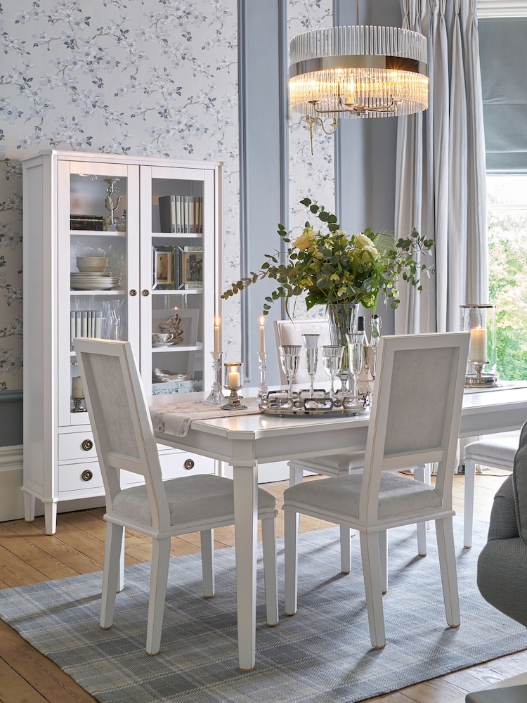 Laura Ashley Pale Steel Henshaw 6-8 Seater Extending Dining Table - Image 1 of 6