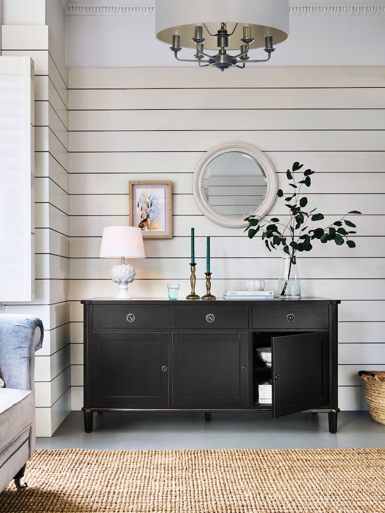 Laura Ashley Black Henshaw Three Doors Three Drawers Sideboard - Image 2 of 6