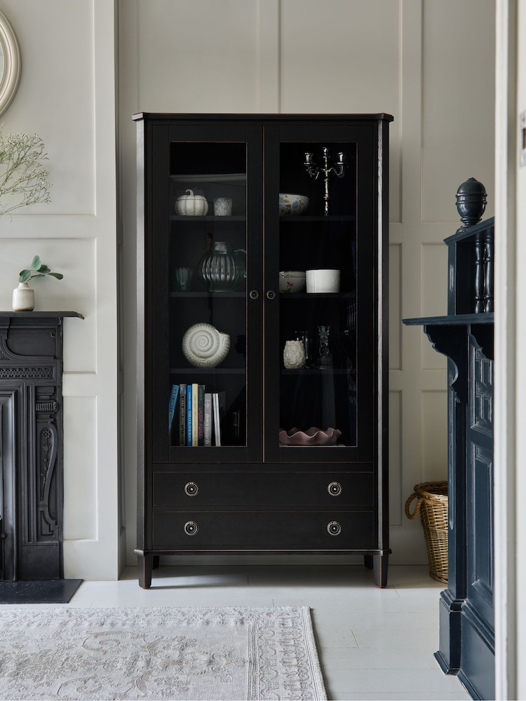 Laura Ashley Black Henshaw 2 Door 2 Drawer Display Unit - Image 1 of 5