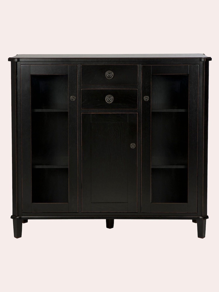 Laura Ashley Black Henshaw 3 Door 2 Drawer Low Display Unit - Image 2 of 5