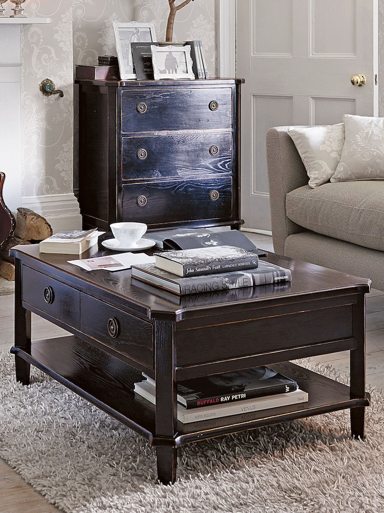 Laura Ashley Black Henshaw 2 Drawer Coffee Table - Image 1 of 4