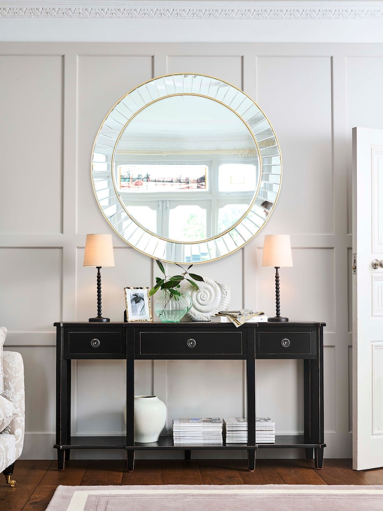 Laura Ashley Black Henshaw 3 Drawer Triple Console Table - Image 1 of 4