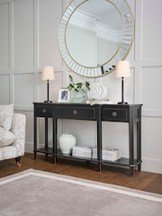 Laura Ashley Black Henshaw 3 Drawer Triple Console Table - Image 2 of 4