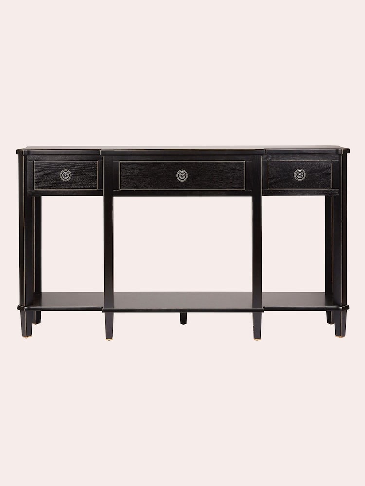 Laura Ashley Black Henshaw 3 Drawer Triple Console Table - Image 4 of 4