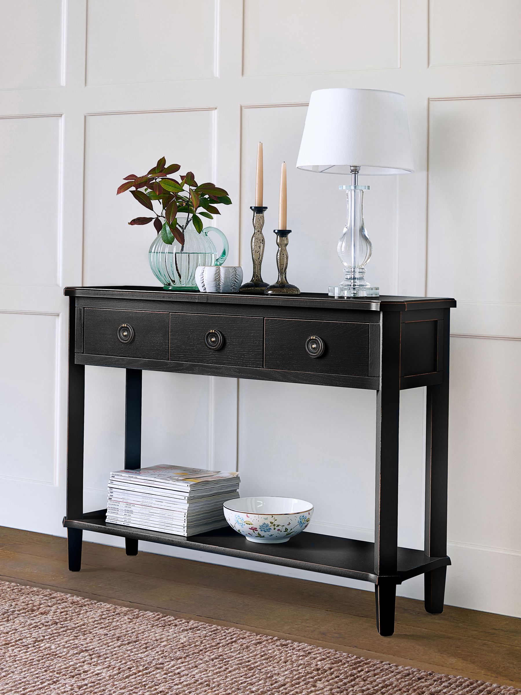 Buy Laura Ashley Black Henshaw 3 Drawer Console Table from the Next UK ...
