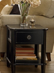Laura Ashley Black Henshaw 1 Drawer Side Table - Image 1 of 5