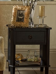 Laura Ashley Black Henshaw 1 Drawer Side Table - Image 2 of 5