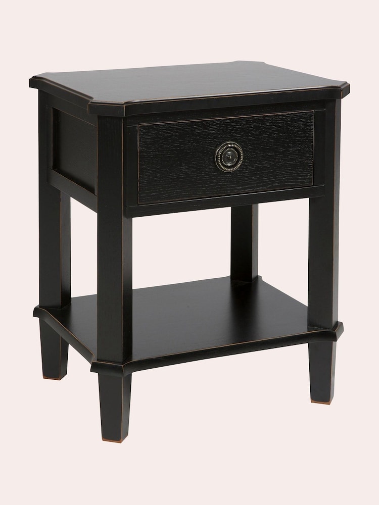 Laura Ashley Black Henshaw 1 Drawer Side Table - Image 5 of 5