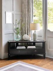 Laura Ashley Black Henshaw 2 Drawer Corner TV Stand - Image 1 of 8
