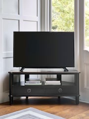 Laura Ashley Black Henshaw 2 Drawer Corner TV Stand - Image 3 of 8