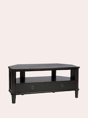 Laura Ashley Black Henshaw 2 Drawer Corner TV Stand - Image 7 of 8