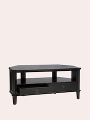 Laura Ashley Black Henshaw 2 Drawer Corner TV Stand - Image 8 of 8