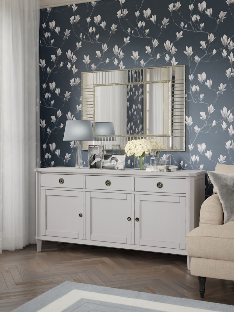 Laura Ashley Pale Steel Henshaw Three Doors Three Drawers Sideboard - Image 1 of 6