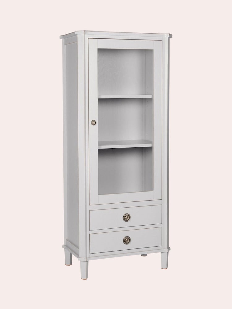 Laura Ashley Pale Steel Henshaw 1 Door 2 Drawer Display Unit - Image 2 of 4