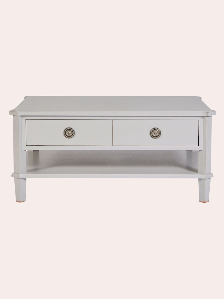 Laura Ashley Pale Steel Henshaw 2 Drawer Coffee Table - Image 2 of 5