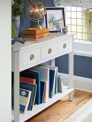 Laura Ashley Pale Steel Henshaw 3 Drawer Console Table - Image 1 of 5
