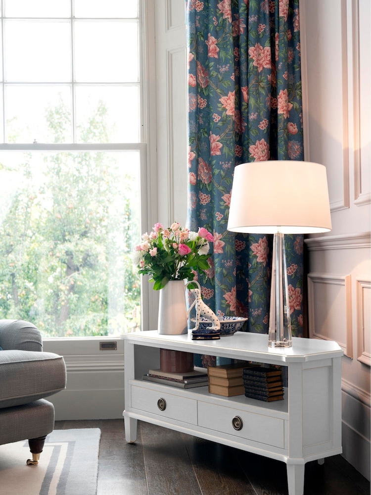 Laura Ashley Pale Steel Henshaw 2 Drawer Corner TV Stand - Image 1 of 5