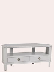 Laura Ashley Pale Steel Henshaw 2 Drawer Corner TV Stand - Image 2 of 5