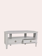 Laura Ashley Pale Steel Henshaw 2 Drawer Corner TV Stand - Image 3 of 5
