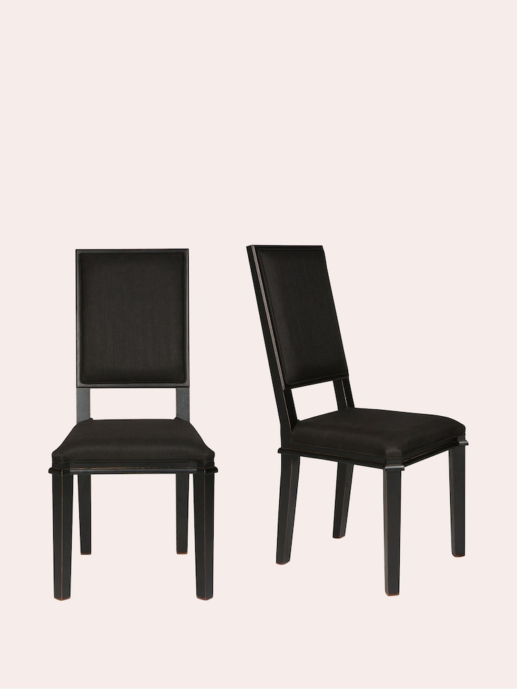 Laura Ashley Set of 2 Black Henshaw Dining Chairs - Image 2 of 4