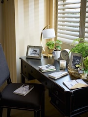 Laura Ashley Black Henshaw 5 Drawer Desk - Image 1 of 3