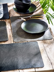Set of 4 Black Bronx Reversible Faux Leather Placemats - Image 1 of 3