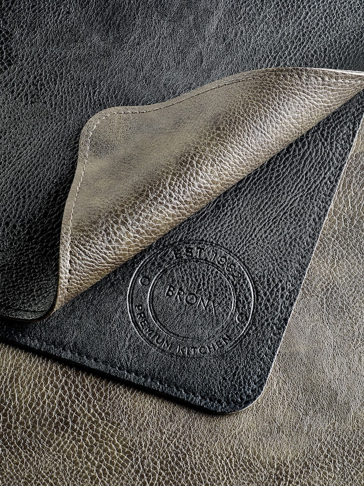 Set of 4 Black Bronx Reversible Faux Leather Placemats - Image 2 of 3