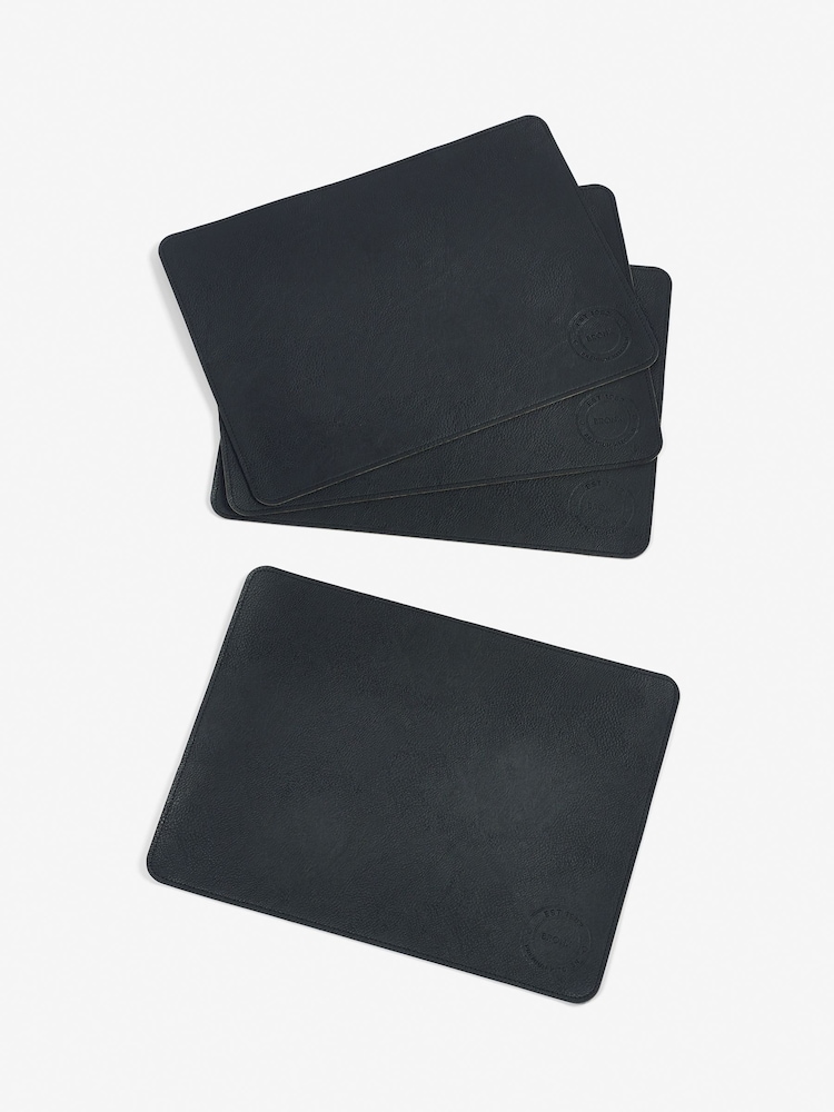 Set of 4 Black Bronx Reversible Faux Leather Placemats - Image 3 of 3