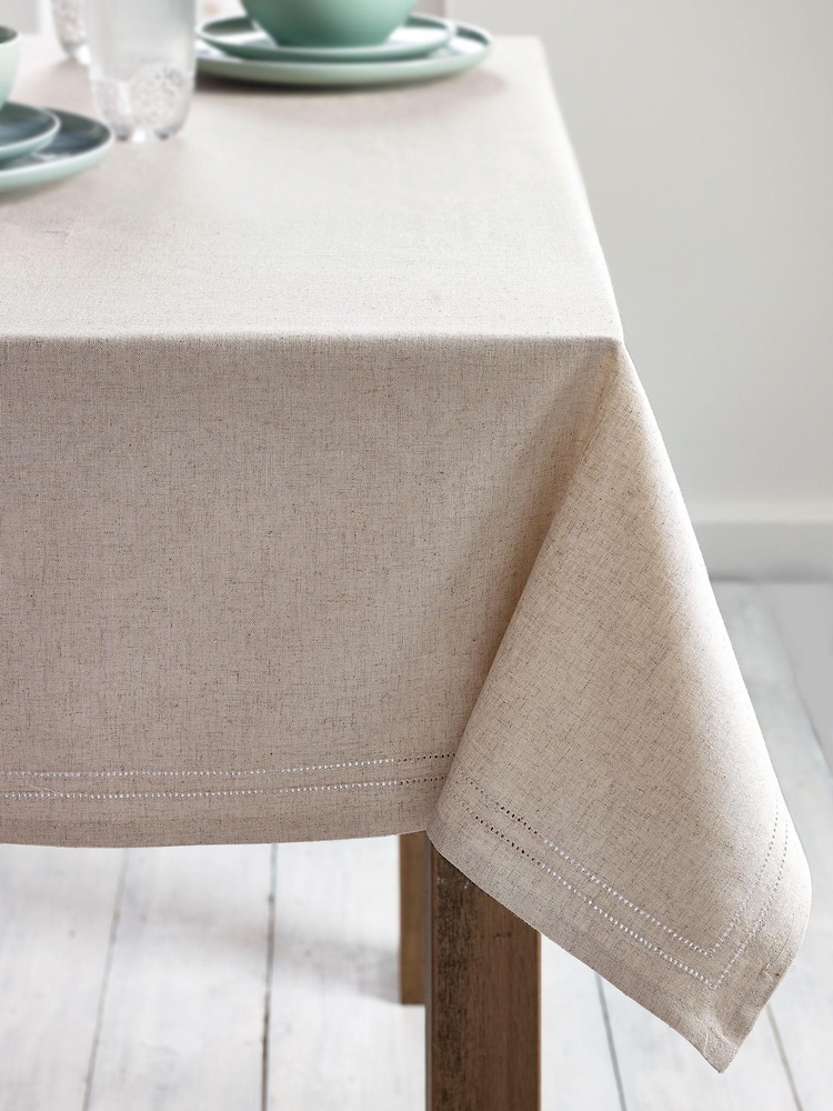 Natural Cotton  Linen Blend Table Cloth - Image 1 of 3
