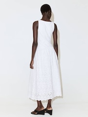 Mango White Broderie Midi Dress - Image 2 of 7
