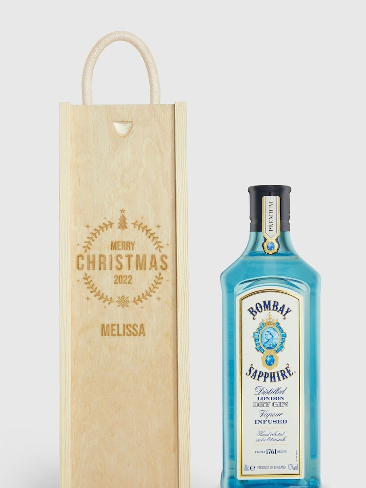Personalised Merry Christmas Gift Box With Bombay Sapphire by Gifted Drinks - Image 1 of 4