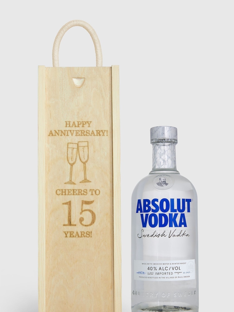 Personalised Happy Anniversary Gift Box With Absolut Vodka by Gifted Drinks - Image 1 of 4