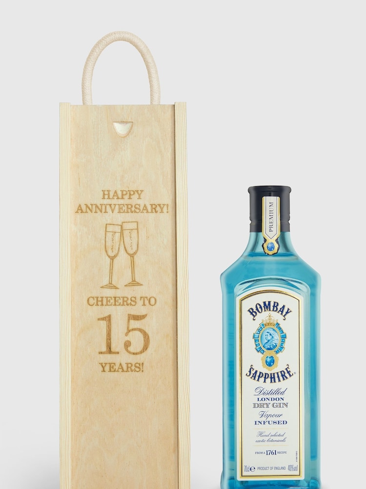 Personalised Happy Anniversary Gift Box with Bombay Sapphire by Gifted Drinks - Image 1 of 4