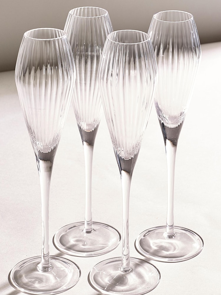 Clear Sienna Champagne Flute Glasses Set of 4 Prosecco Flute Glasses - Image 2 of 3