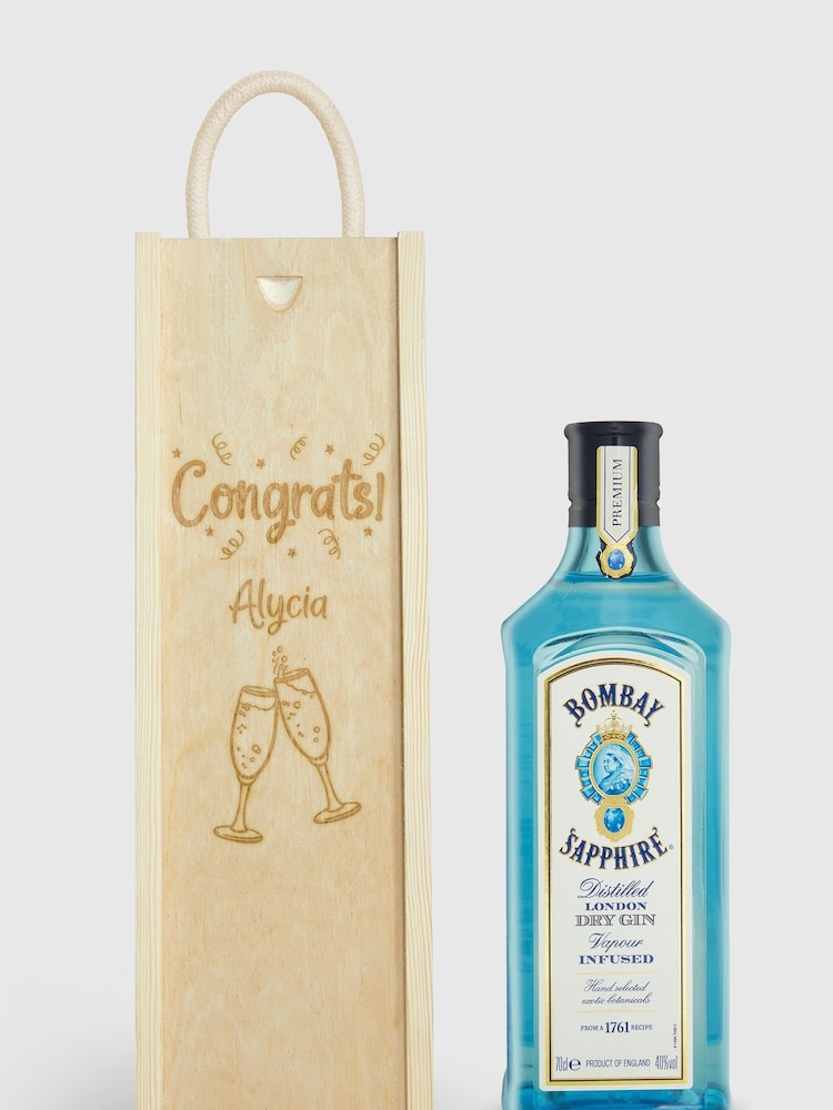 Personalised Congratulations Gift Box with Bombay Sapphire by Gifted Drinks - Image 1 of 4