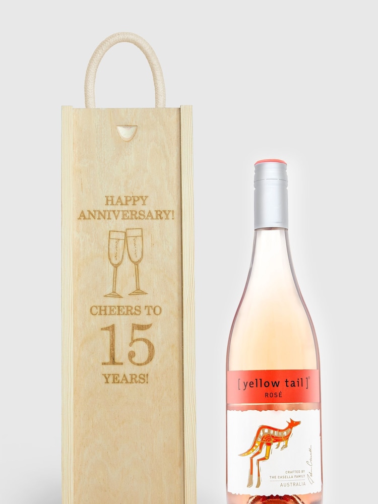 Personalised Happy Anniversary Gift Box with Rose Wine by Gifted Drinks - Image 1 of 4