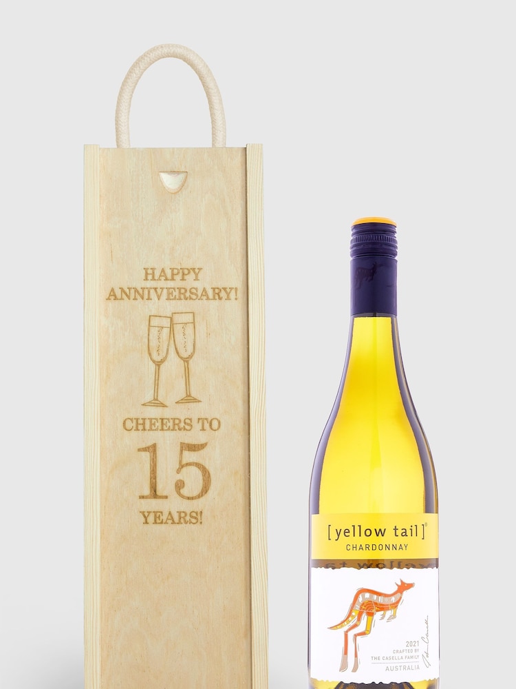Personalised Happy Anniversary Gift Box with White Wine by Gifted Drinks - Image 1 of 4
