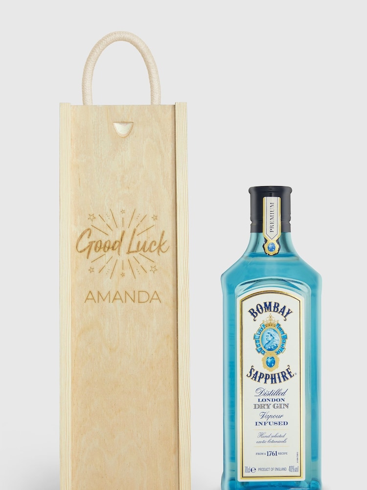 Personalised Good Luck Gift Box with Bombay Sapphire by Gifted Drinks - Image 1 of 4