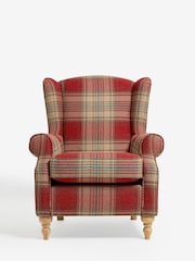 Versatile Check Stirling Red Sherlock Highback Armchair - Image 2 of 9