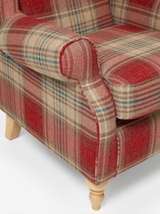 Versatile Check Stirling Red Sherlock Highback Armchair - Image 8 of 9