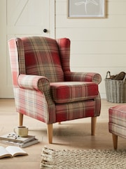 Versatile Check Stirling Red Sherlock Highback Armchair - Image 1 of 7