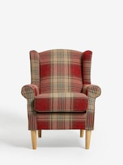 Versatile Check Stirling Red Sherlock Highback Armchair - Image 2 of 7